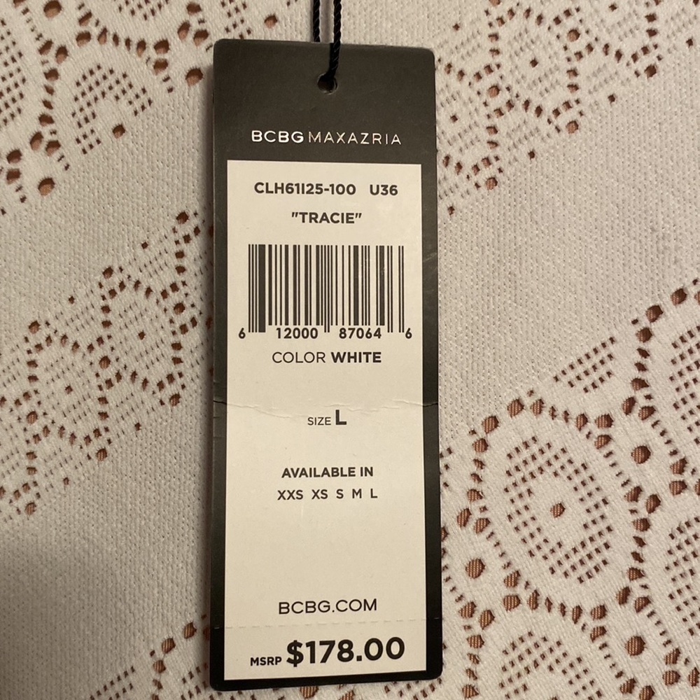 BCBGMAXAZRIA Tracie Asymmetrical Dress White size Large - Picture 2 of 6